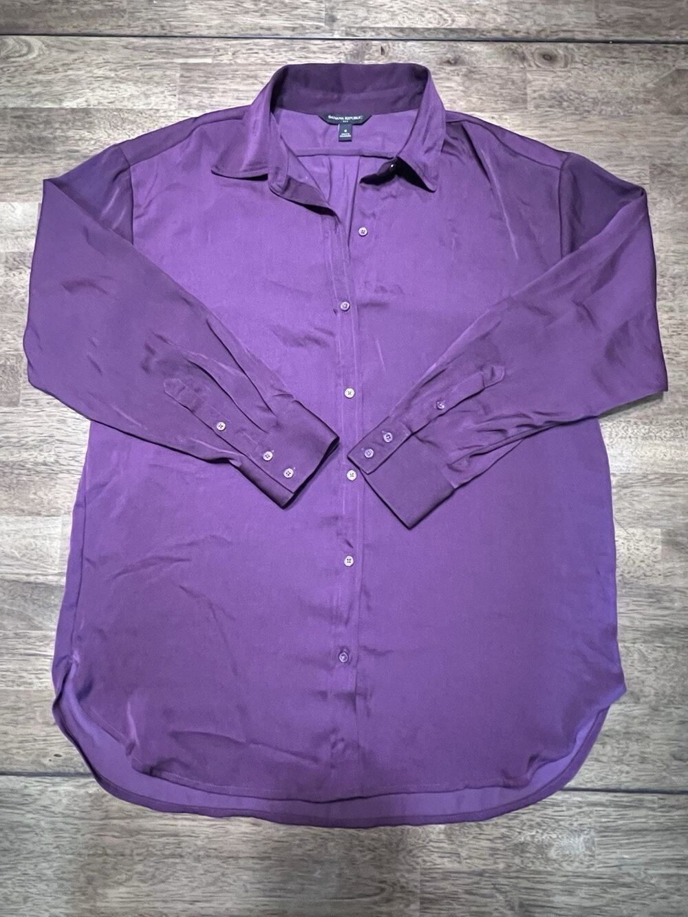 Banana Republic Purple Soft Light Silky Button Down Long Sleeve Shirt Mens Sm